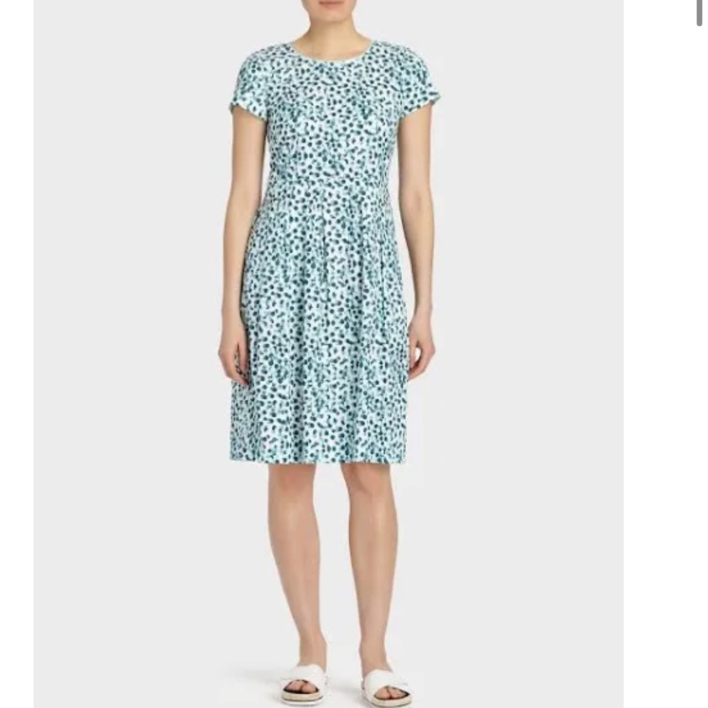 Gina Print Stretch Agate Teal Lafayette 148 NY Size 10
